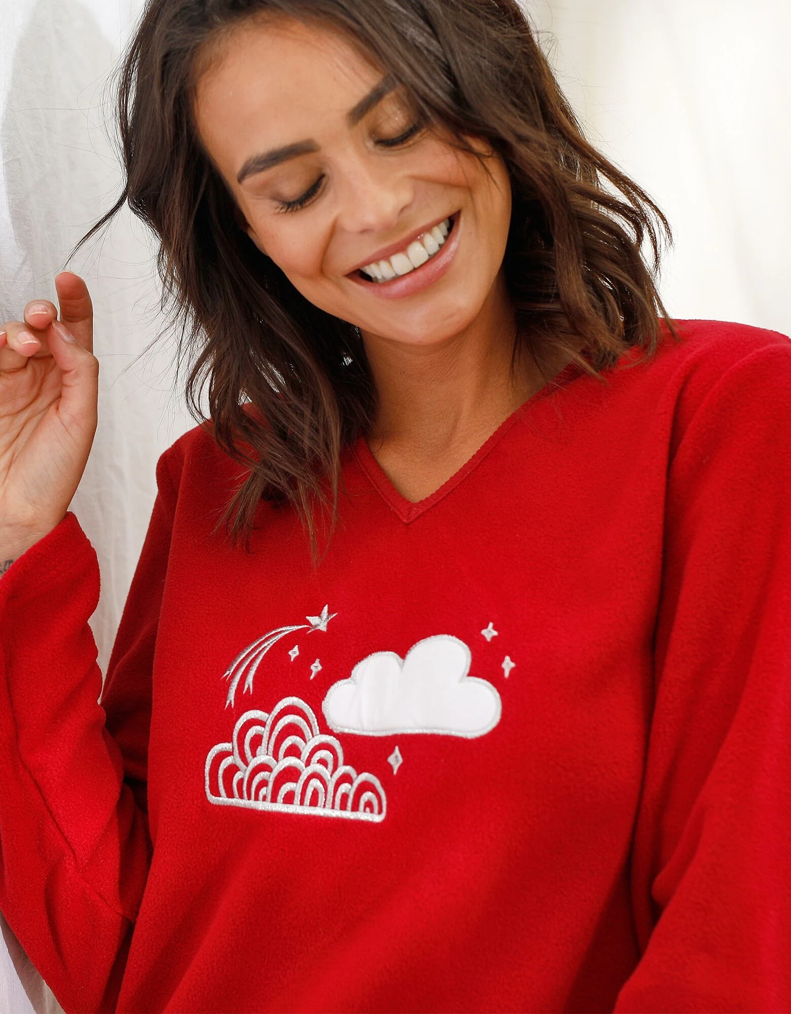 Chemise de nuit longue nuages en micro-polaire Blancheporte Chemise De Nuit Longue Nuages En Micro-polaire -Blancheport en ligne