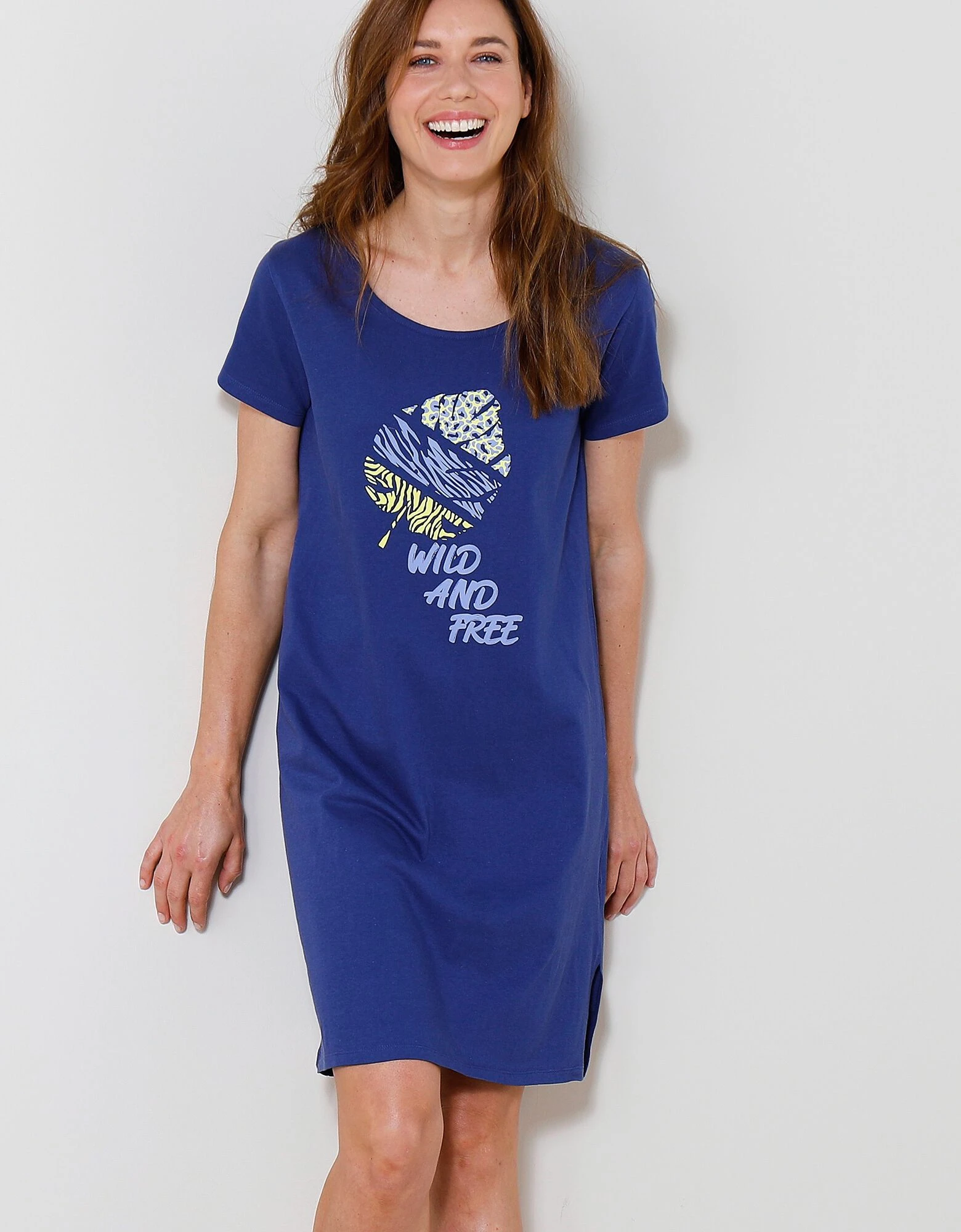 Chemise de nuit courte imprimé "Wild and free"(1) Blancheporte Chemise De Nuit Courte Imprimé "Wild And Free"(1) -Blancheport en ligne