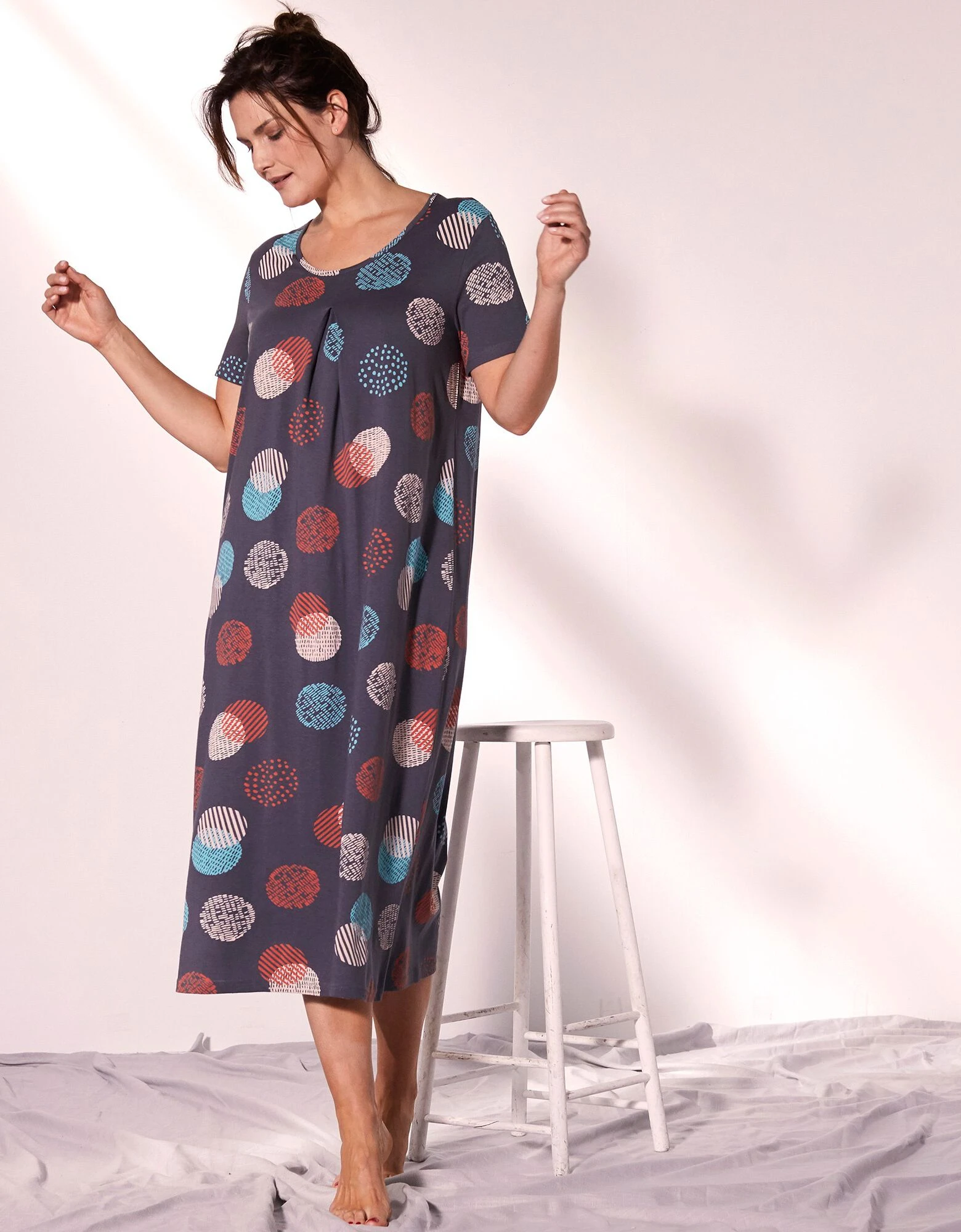 Chemise de nuit longue imprimée graphique Blancheporte Chemise De Nuit Longue Imprimée Graphique -Blancheport en ligne