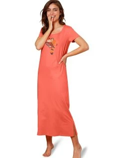 Blancheporte Chemise De Nuit Longue Manches Courtes Motif "panda Roux"