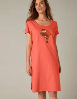 Blancheporte Chemise De Nuit Courte Manches Courtes Motif "panda Roux"