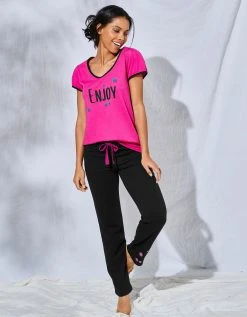 Blancheporte Tee-shirt Manches Courtes Coton Uni Imprimé Placé "Enjoy" 2 Blancheporte Tee-shirt Manches Courtes Coton Uni Imprimé Placé "Enjoy" -Blancheport en ligne 703593 C01 zoomx vue3