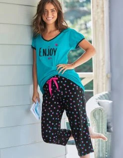 Blancheporte Tee-shirt Manches Courtes Coton Uni Imprimé Placé "Enjoy" -Blancheport en ligne 703593 C02 zoomx vue6