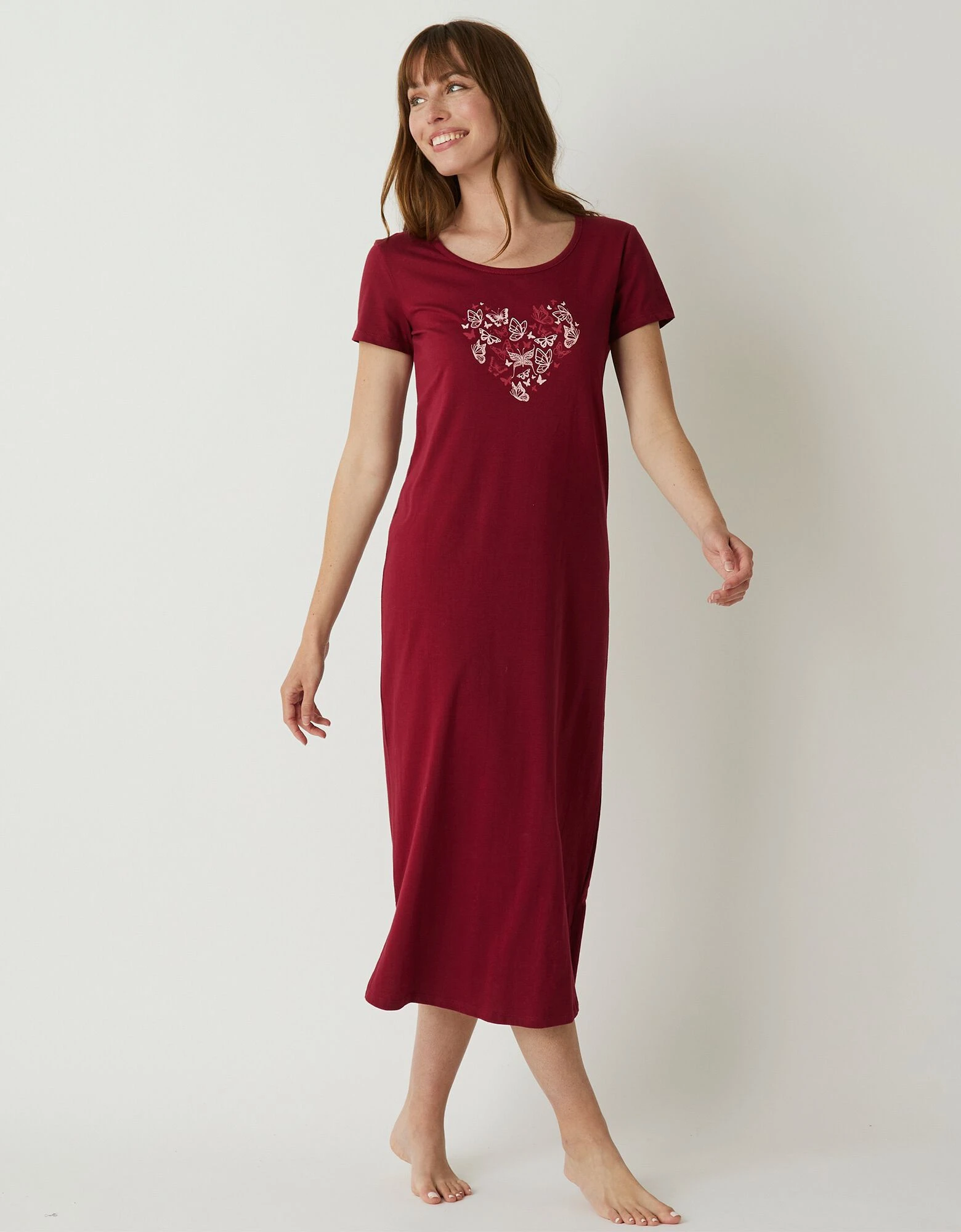 Chemise de nuit longue manches courtes motif "papillons" Blancheporte Chemise De Nuit Longue Manches Courtes Motif "papillons" -Blancheport en ligne