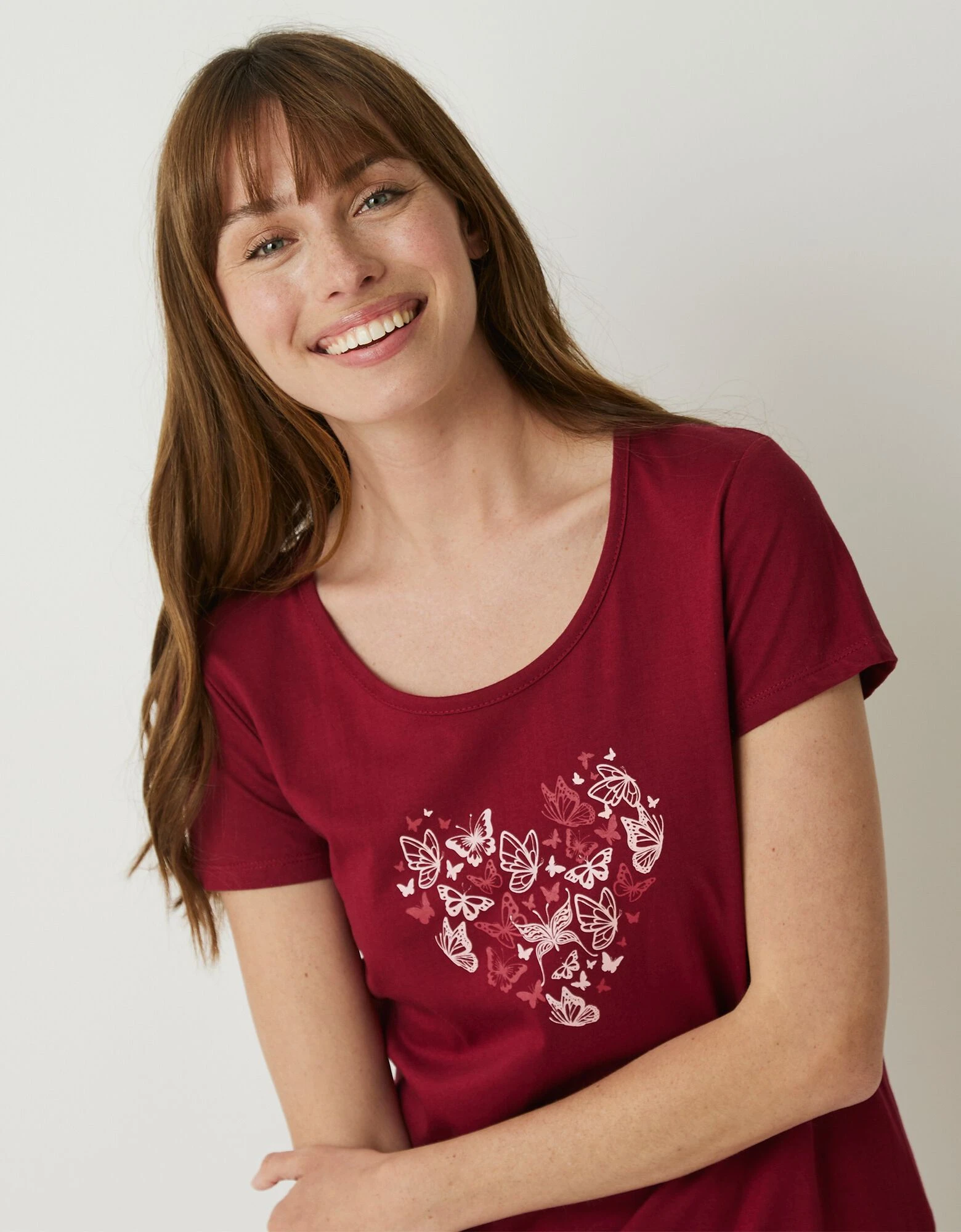 Chemise de nuit longue manches courtes motif "papillons" Blancheporte Chemise De Nuit Longue Manches Courtes Motif "papillons" -Blancheport en ligne