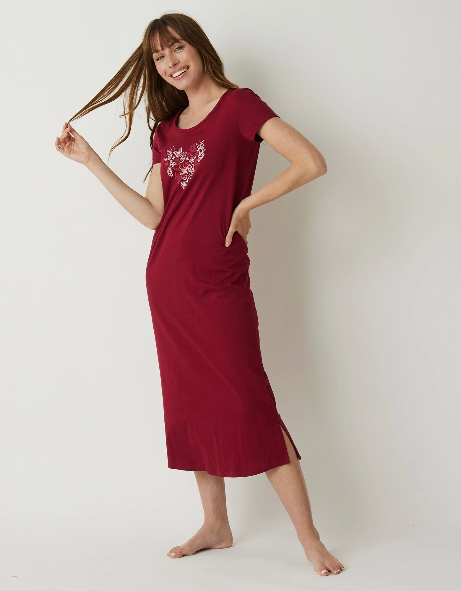 Chemise de nuit longue manches courtes motif "papillons" Blancheporte Chemise De Nuit Longue Manches Courtes Motif "papillons" -Blancheport en ligne