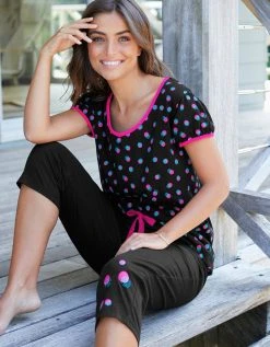 Blancheporte Pantacourt Pyjama Enjoy Uni Imprimé Placé