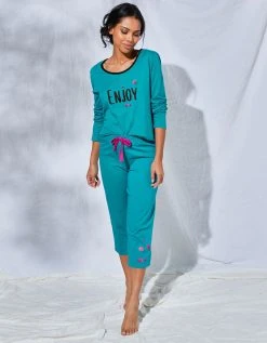 Blancheporte Pantacourt Pyjama Enjoy Uni Imprimé Placé -Blancheport en ligne 703598 C02 zoomx vue3