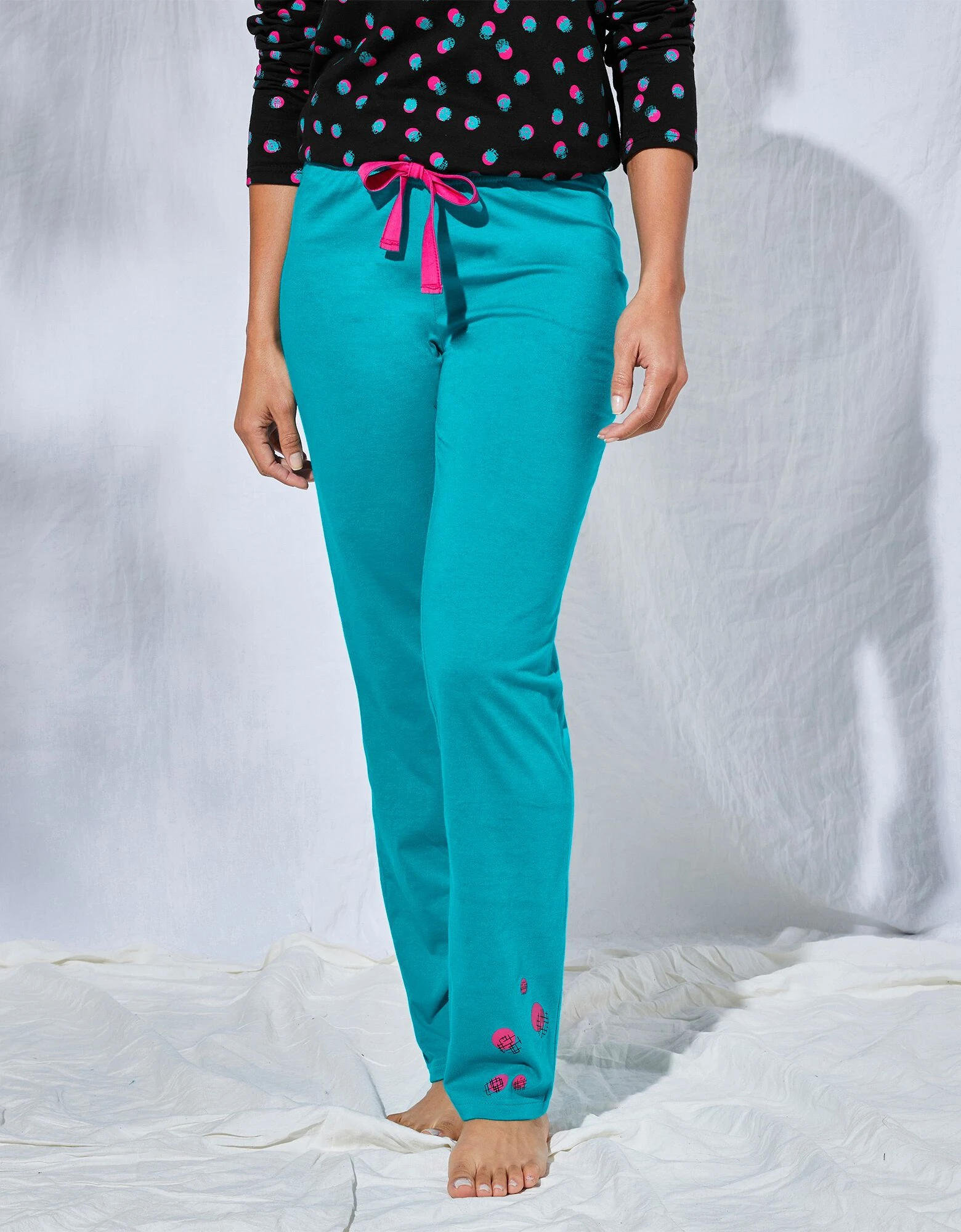 Pantalon pyjama coton Enjoy uni imprimé placé Blancheporte Pantalon Pyjama Coton Enjoy Uni Imprimé Placé -Blancheport en ligne