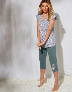 Blancheporte Tee-shirt Pyjama Manches Courtes Imprimé "pétales De Fleurs" 4 Blancheporte Tee-shirt Pyjama Manches Courtes Imprimé "pétales De Fleurs" -Blancheport en ligne 703607 C01 zoomx vue5