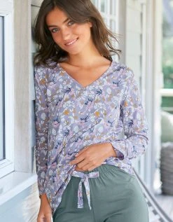 Blancheporte Tee-shirt Pyjama Manches Longues Imprimé "pétales De Fleurs" -Blancheport en ligne 703610 C01 zoomx vue5