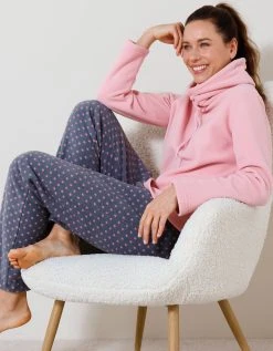 Blancheporte Pyjama Pantalon Col Boule Maille Polaire 4 Blancheporte Pyjama Pantalon Col Boule Maille Polaire -Blancheport en ligne 703615 C01 zoomx vue5