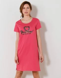 Blancheporte Chemise De Nuit Courte Imprimé Teckel "Mon Meilleur Ami" -Blancheport en ligne 703616 C01 zoomx vue3