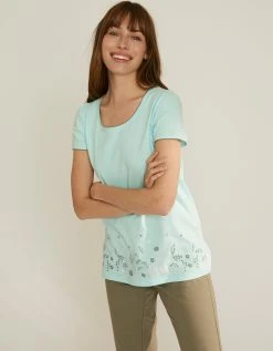 Blancheporte Tee-shirt De Pyjama Manches Courtes Imprimé Base Fleurs -Blancheport en ligne 703623 C00 zoomx vue3
