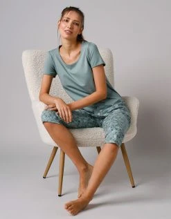 Blancheporte Tee-shirt De Pyjama Manches Courtes Imprimé Base Fleurs -Blancheport en ligne 703623 C03 zoomx vue5