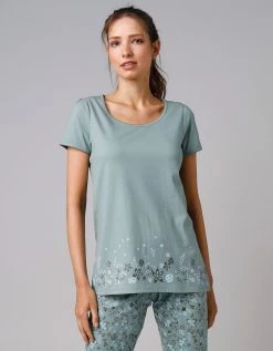 Blancheporte Tee-shirt De Pyjama Manches Courtes Imprimé Base Fleurs -Blancheport en ligne 703623 C03 zoomx vue6