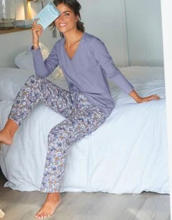 Blancheporte Pantalon Pyjama Coton Imprimé "pétales" 2 Blancheporte Pantalon Pyjama Coton Imprimé "pétales" -Blancheport en ligne 703624 C02 zoomx vue3