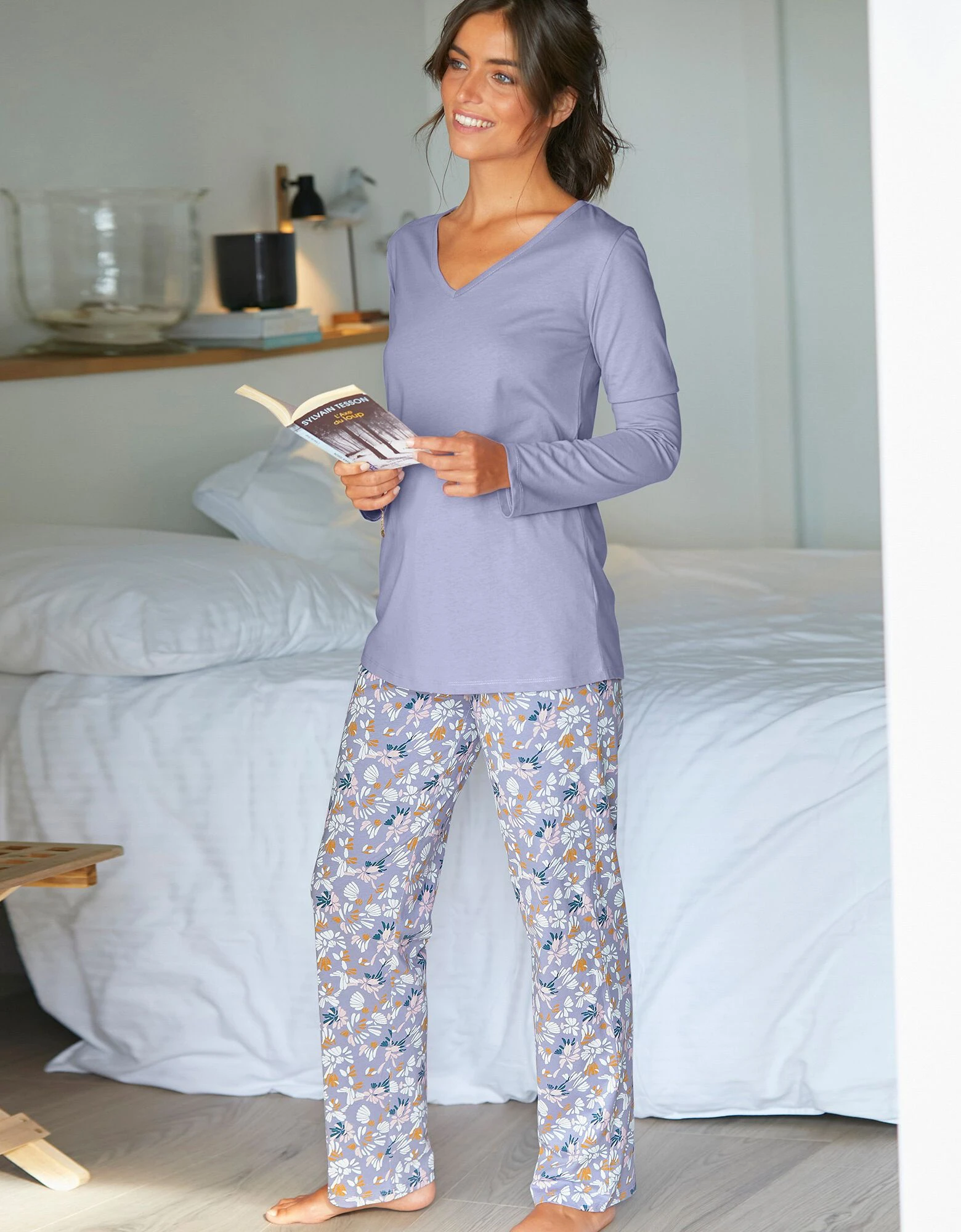 Pantalon pyjama coton imprimé "pétales" Blancheporte Pantalon Pyjama Coton Imprimé "pétales" -Blancheport en ligne