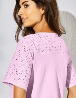 Blancheporte Chemise De Nuit Courte Coton Et Broderie Anglaise 3 Blancheporte Chemise De Nuit Courte Coton Et Broderie Anglaise -Blancheport en ligne 703627 C02 zoomx vue4