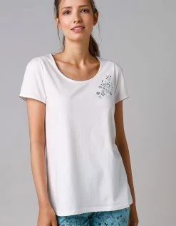 Blancheporte Tee-shirt De Pyjama Manches Courtes Imprimé Placé Fleurs