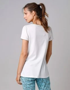 Blancheporte Tee-shirt De Pyjama Manches Courtes Imprimé Placé Fleurs -Blancheport en ligne 703648 C00 zoomx vue7
