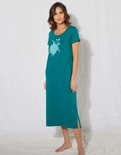 Blancheporte Chemise De Nuit Longue Coton – Imprimé "tortue"