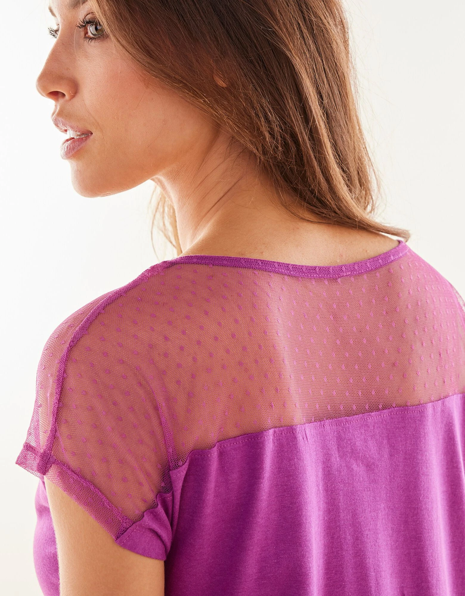 Chemise de nuit viscose et plumetis Blancheporte Chemise De Nuit Viscose Et Plumetis -Blancheport en ligne