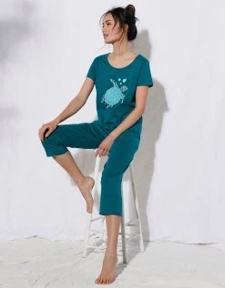 Blancheporte Pyjacourt Coton Manches Courtes Imprimé Placé « tortue De Mer »