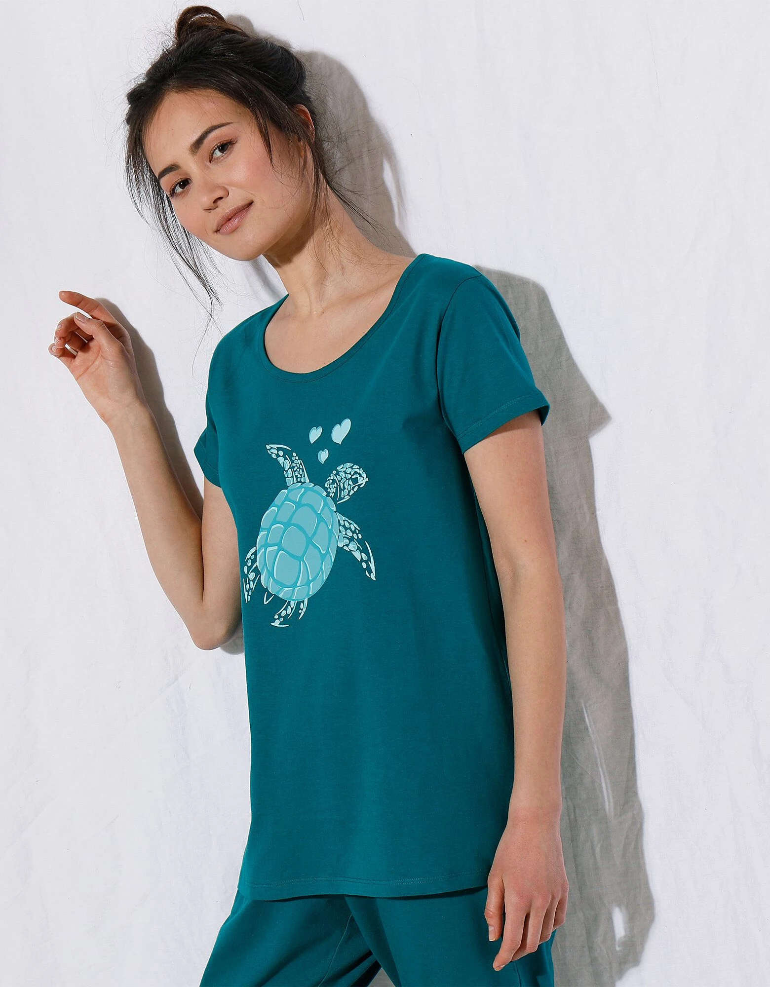 Pyjacourt coton manches courtes imprimé placé « tortue de mer » Blancheporte Pyjacourt Coton Manches Courtes Imprimé Placé « tortue De Mer » -Blancheport en ligne