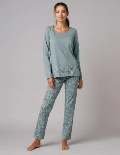Blancheporte Tee-shirt De Pyjama Manches Longues Imprimé Base Fleurs -Blancheport en ligne 703676 C03 zoomx vue3