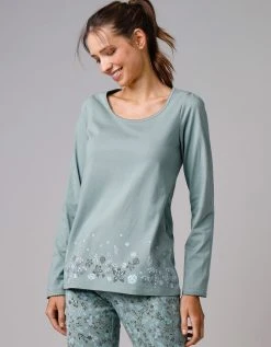 Blancheporte Tee-shirt De Pyjama Manches Longues Imprimé Base Fleurs -Blancheport en ligne 703676 C03 zoomx vue5