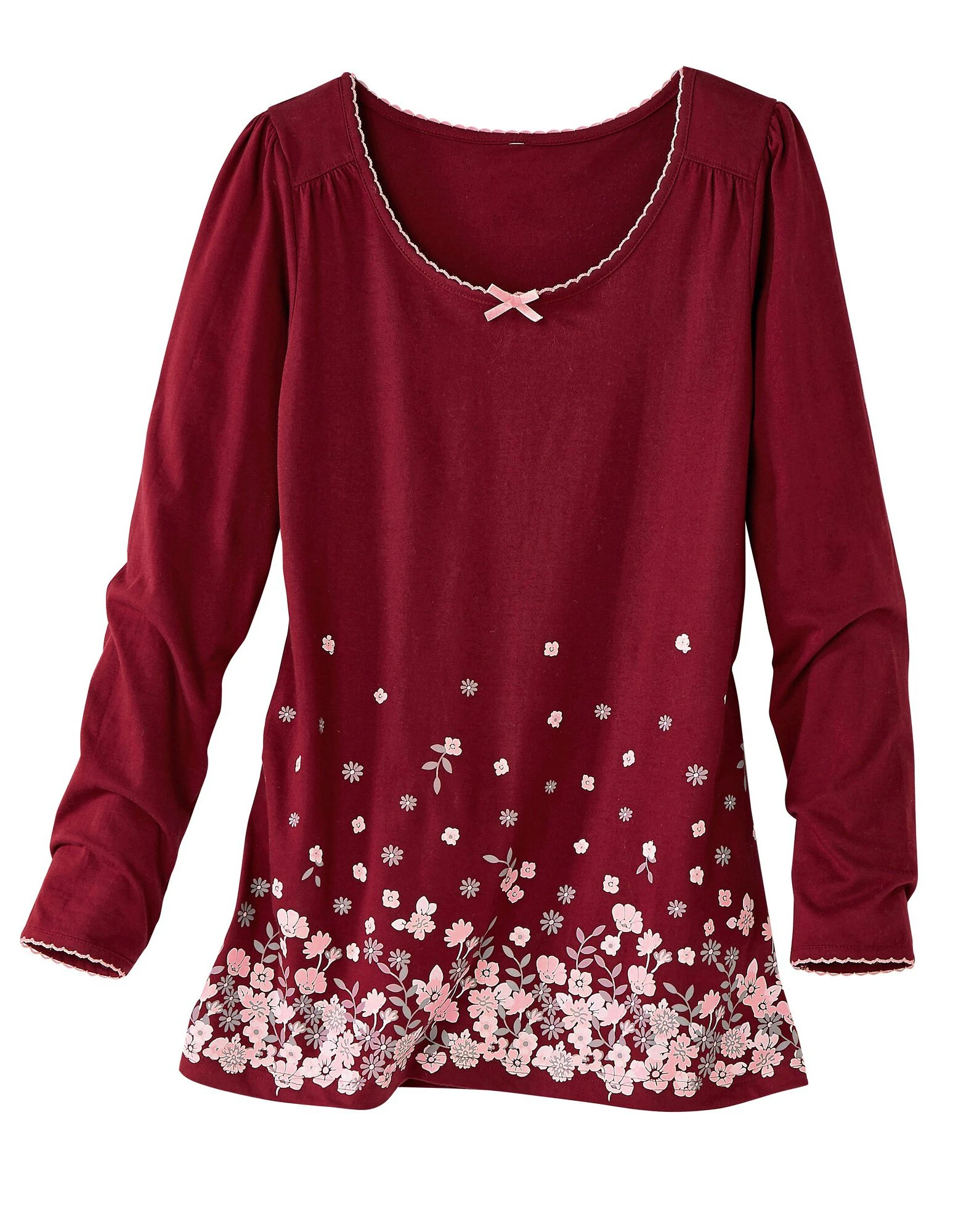 Tee-shirt imprimé fleurs - manches longues Blancheporte Tee-shirt Imprimé Fleurs - Manches Longues -Blancheport en ligne