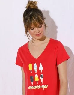 Blancheporte Chemise De Nuit Manches Courtes Imprimé « glaces » Et Message - Avec Pochon Assorti 2 Blancheporte Chemise De Nuit Manches Courtes Imprimé « glaces » Et Message - Avec Pochon Assorti -Blancheport en ligne 703697 C01 zoomx vue3