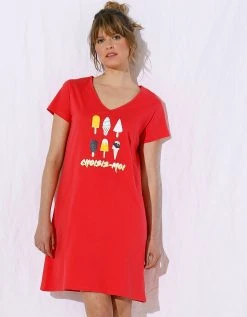 Blancheporte Chemise De Nuit Manches Courtes Imprimé « glaces » Et Message - Avec Pochon Assorti 4 Blancheporte Chemise De Nuit Manches Courtes Imprimé « glaces » Et Message - Avec Pochon Assorti -Blancheport en ligne 703697 C01 zoomx vue5