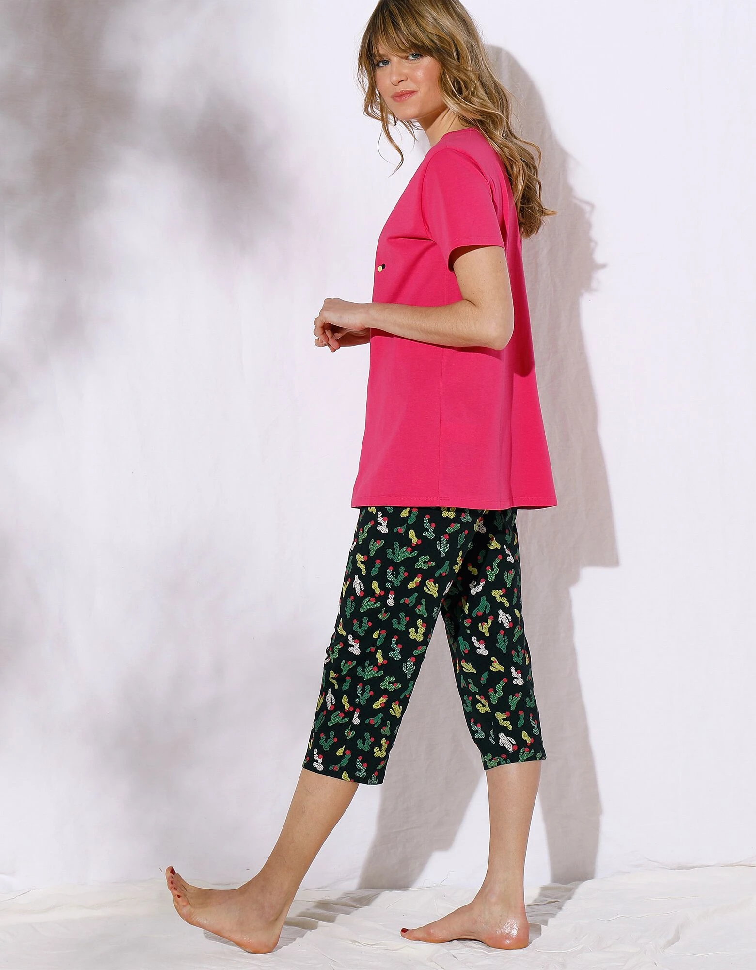 Pyjama court manches courtes motifs « cactus » - avec pochon assorti Blancheporte Pyjama Court Manches Courtes Motifs « Cactus » - Avec Pochon Assorti -Blancheport en ligne