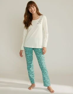 Blancheporte Tee-shirt De Pyjama Manches Longues Imprimé Placé Fleurs