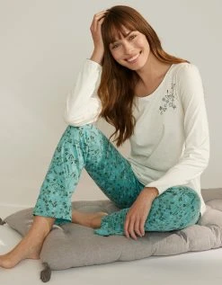 Blancheporte Tee-shirt De Pyjama Manches Longues Imprimé Placé Fleurs -Blancheport en ligne 703701 C00 zoomx vue3