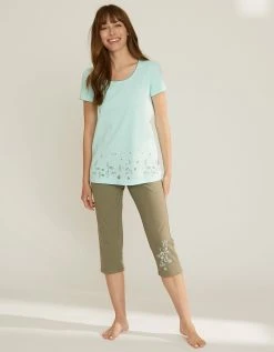 Blancheporte Pantacourt De Pyjama Imprimé Placé Fleurs -Blancheport en ligne 703702 C00 zoomx vue5