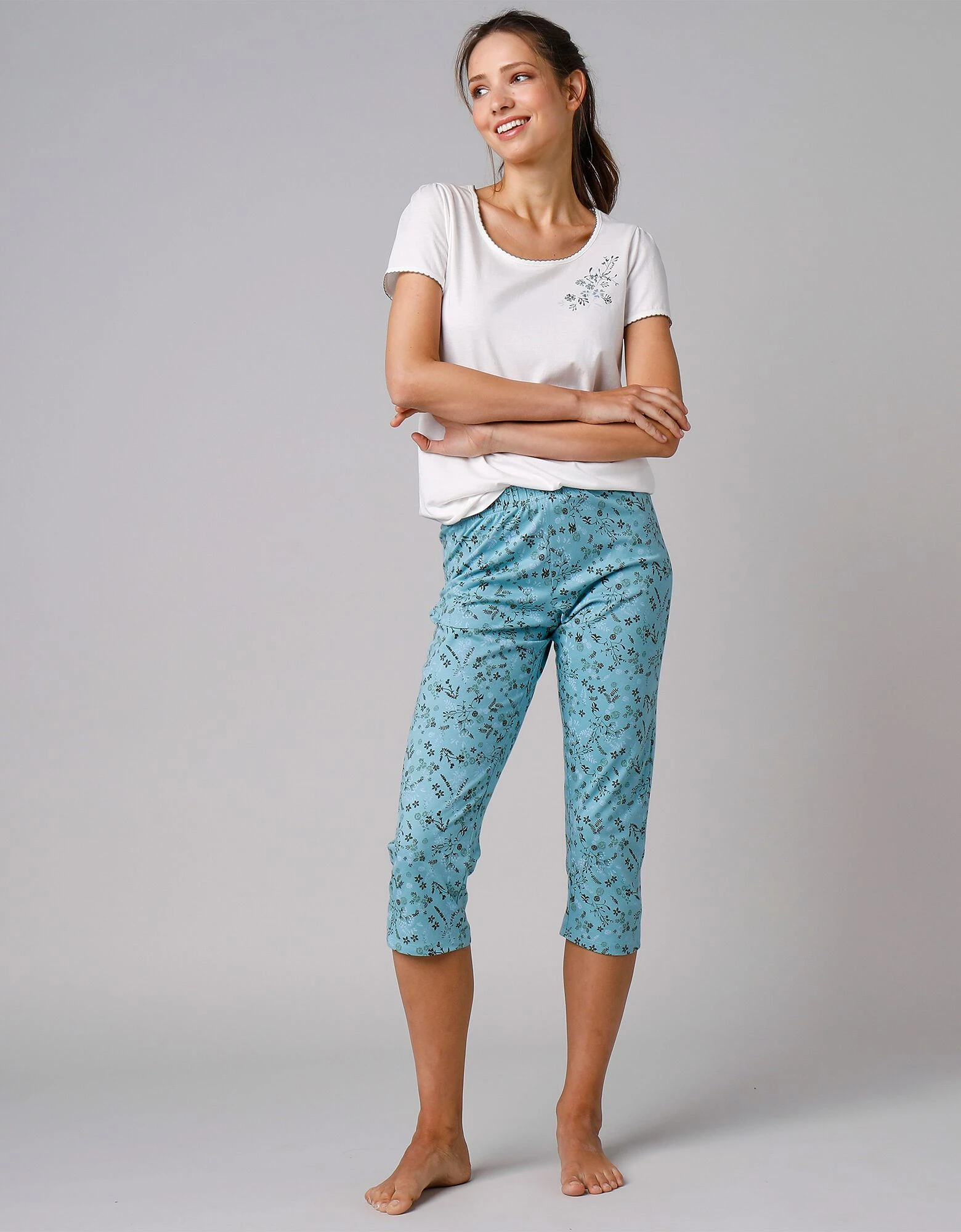 Pantacourt de pyjama imprimé fleurs Blancheporte Pantacourt De Pyjama Imprimé Fleurs -Blancheport en ligne