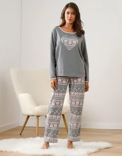 Blancheporte Pyjama Maille Polaire Manches Longues Imprimé Coeur