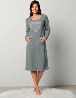 Blancheporte Chemise De Nuit Polaire Imprimé Coeur Manches Longues