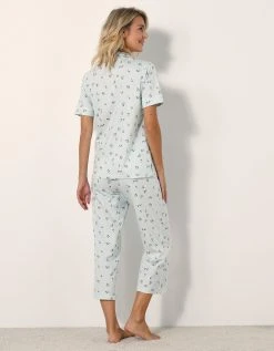 Blancheporte Pyjama Pantalon Court Imprimé « Tulipes » - Col Tailleur -Blancheport en ligne 703728 C01 zoomx vue3