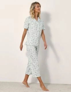 Blancheporte Pyjama Pantalon Court Imprimé « Tulipes » - Col Tailleur -Blancheport en ligne 703728 C01 zoomx vue6