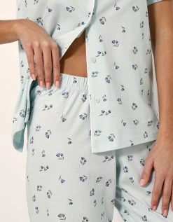 Blancheporte Pyjama Pantalon Court Imprimé « Tulipes » - Col Tailleur -Blancheport en ligne 703728 C01 zoomx vue7