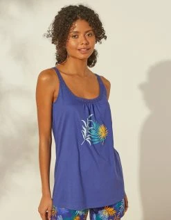 Blancheporte Top De Pyjama En Coton Et Macramé - Uni Tropical