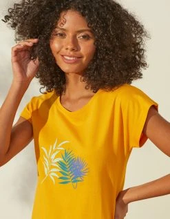 Blancheporte Tee-shirt De Pyjama En Coton Manches Courtes - Uni Tropical -Blancheport en ligne 703741 C00 zoomx vue4