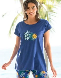 Blancheporte Tee-shirt De Pyjama En Coton Manches Courtes - Uni Tropical