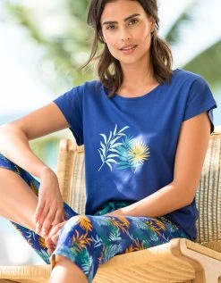 Blancheporte Tee-shirt De Pyjama En Coton Manches Courtes - Uni Tropical -Blancheport en ligne 703741 C01 zoomx vue4