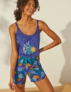 Blancheporte Short De Pyjama En Coton - Imprimé Tropical 2 Blancheporte Short De Pyjama En Coton - Imprimé Tropical -Blancheport en ligne 703744 C00 zoomx vue3