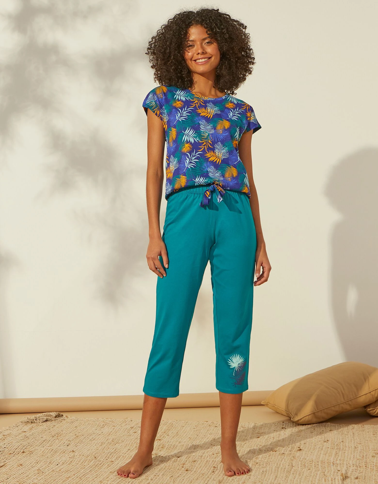 Pantacourt de pyjama en coton - uni tropical Blancheporte Pantacourt De Pyjama En Coton - Uni Tropical -Blancheport en ligne